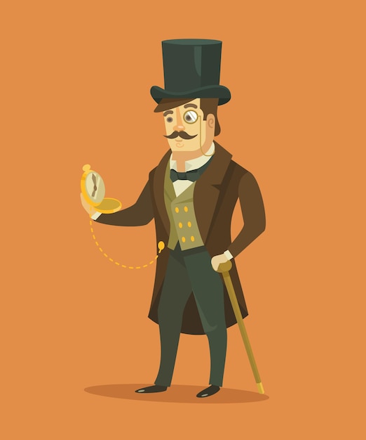 Premium Vector | Vintage victorian gentleman. vector flat illustration