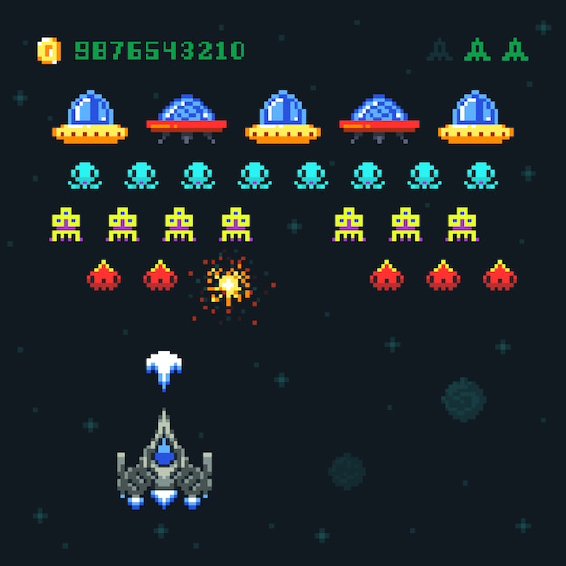 Premium Vector Retro Space Arcade Game Invaders Space - vrogue.co