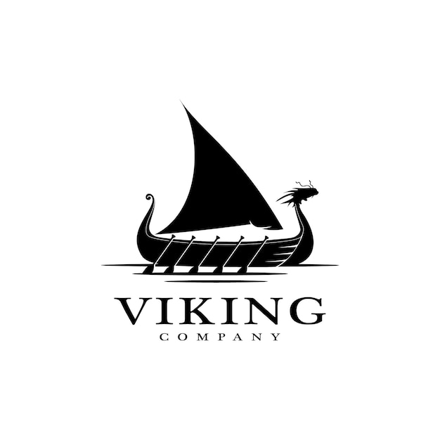 Premium Vector | Vintage viking ship boat silhouette with dragon head ...