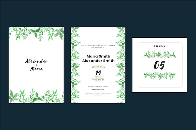 Free Vector | Vintage wedding invitation cards with leaves