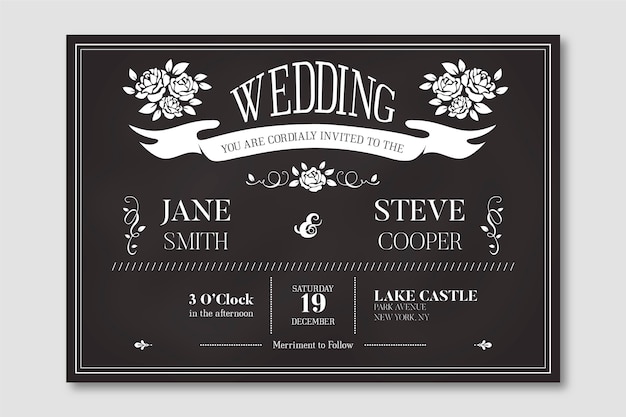 Download Free Vector | Vintage wedding invitation template on blackboard