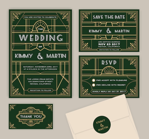 Premium Vector | Vintage wedding invitation template