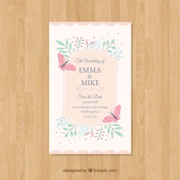 Download Vintage wedding invitation template | Free Vector