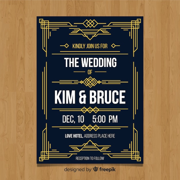 Download Vintage wedding invitation template | Free Vector