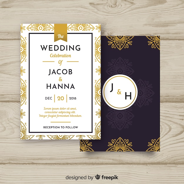 Download Vintage wedding invitation template Vector | Free Download