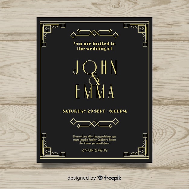 Download Vintage wedding invitation template | Free Vector