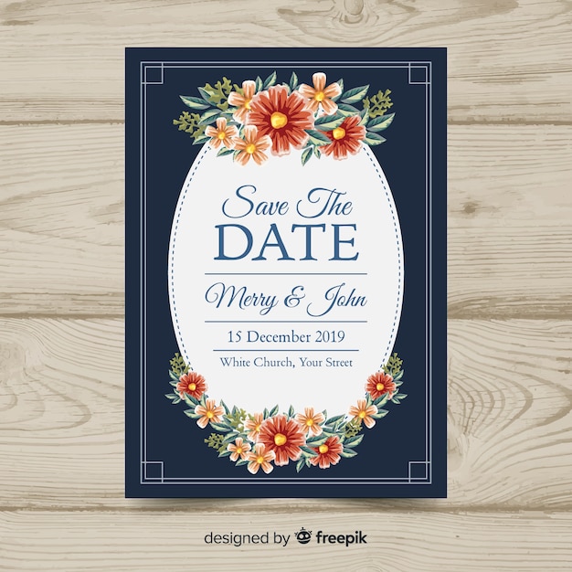 Download Free Vector | Vintage wedding invitation template