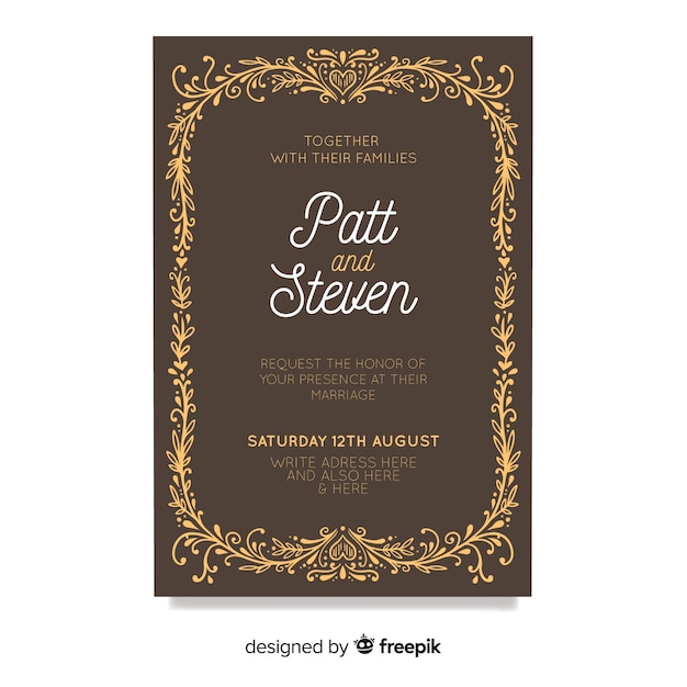 Vintage wedding invitation template | Free Vector