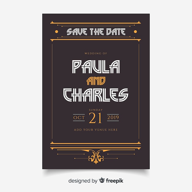 Free Vector | Vintage wedding invitation template