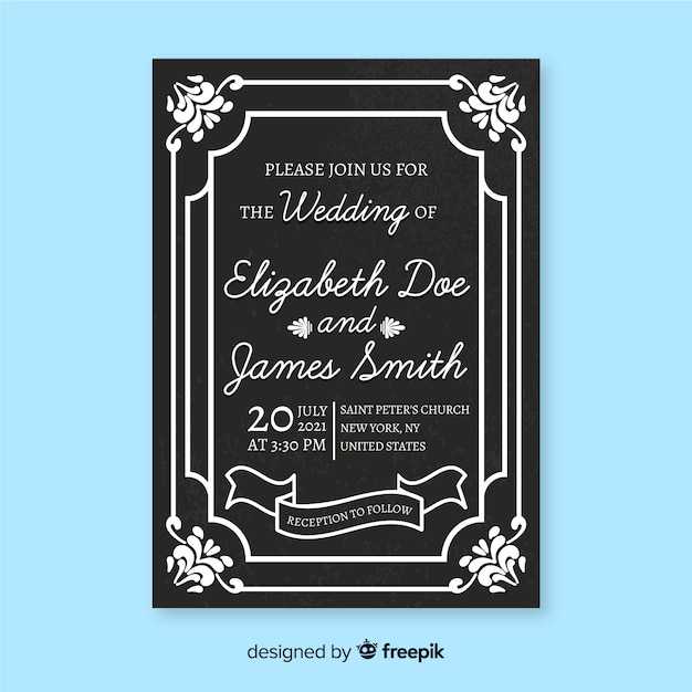 Vintage wedding invitation template Vector | Free Download