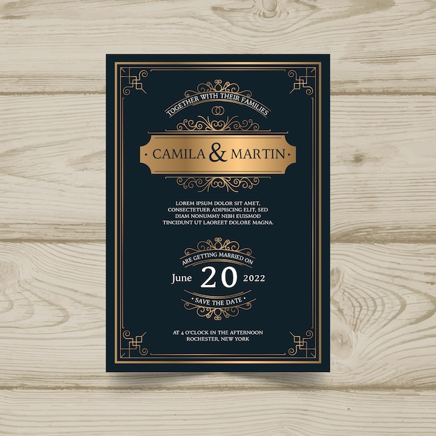 Premium Vector Vintage wedding invitation template