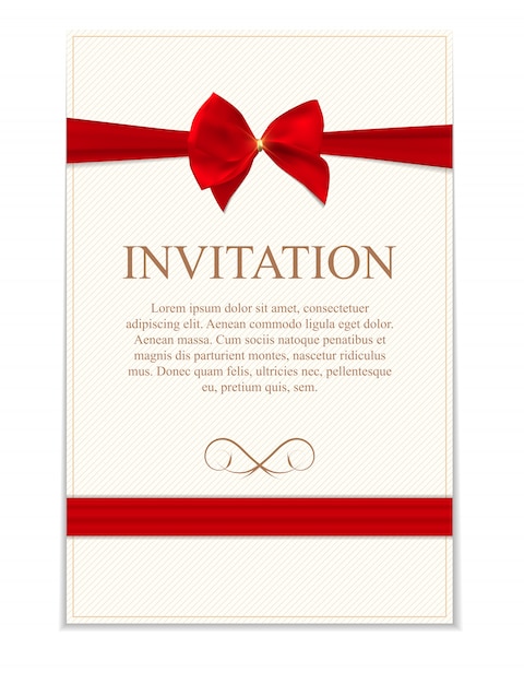 Download Premium Vector | Vintage wedding invitation with bow and ribbon template i