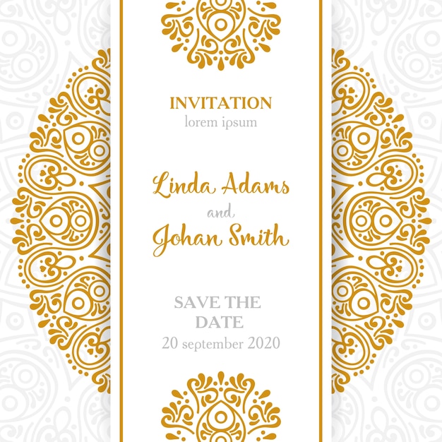 Download Vintage wedding invitation with mandala Vector | Free Download