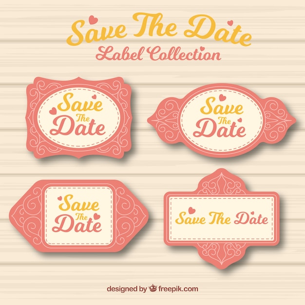 Download Vintage wedding labels with lovely style | Free Vector