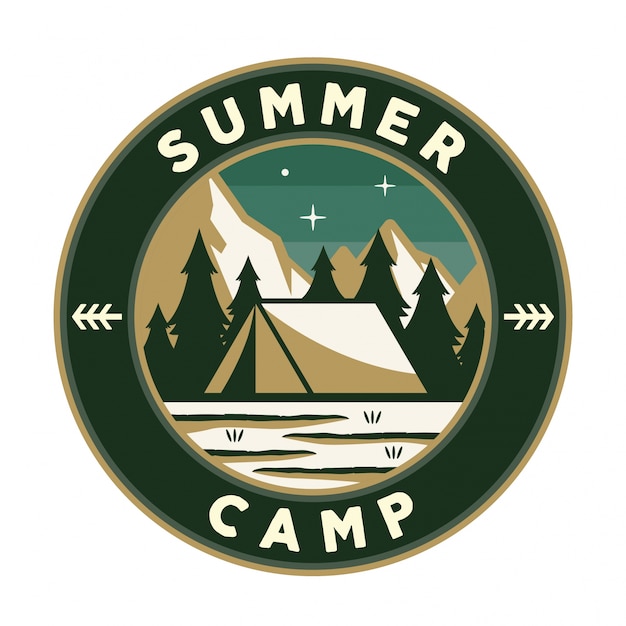 Download Vintage wildlife summer camp camping activities logo badge ...