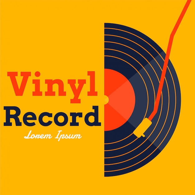 Vinyl record music vector with yellow graphic | Premium Vector