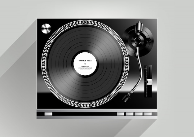 Download Vinyl record player on grey background and long shadow ...