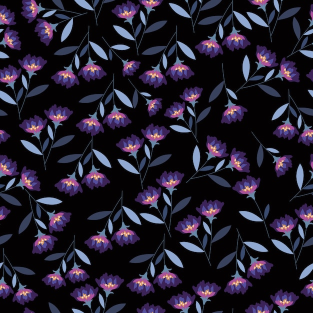 Premium Vector | Violet flower seamless pattern