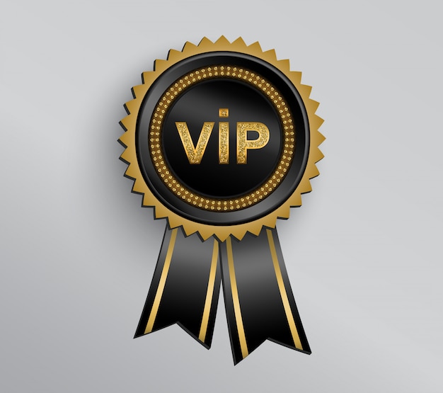 Premium Vector Vip Badge With Ribbons