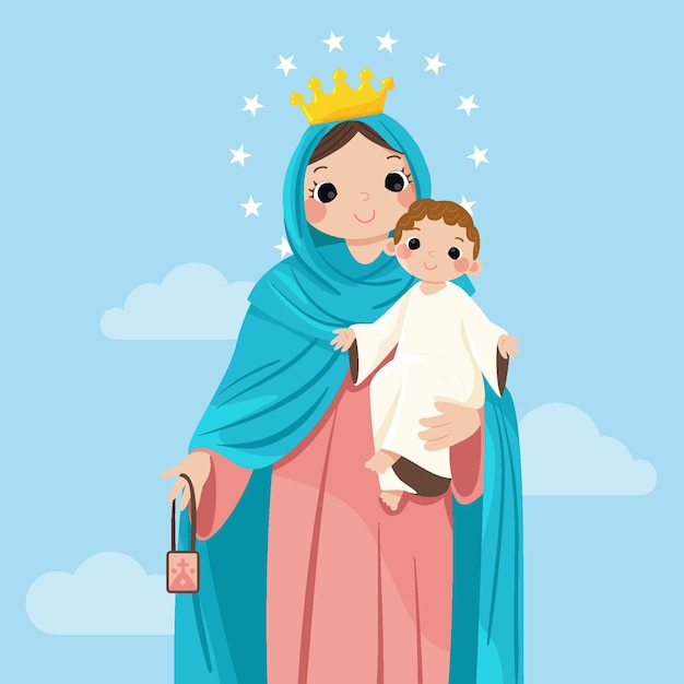 Free Vector | Virgen del carmen illustration