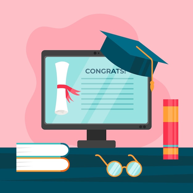 Download Free Vector | Virtual graduation ceremony concept