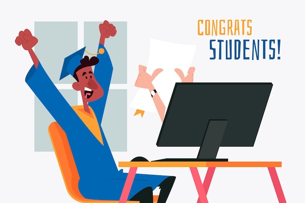 Download Virtual graduation ceremony concept | Free Vector