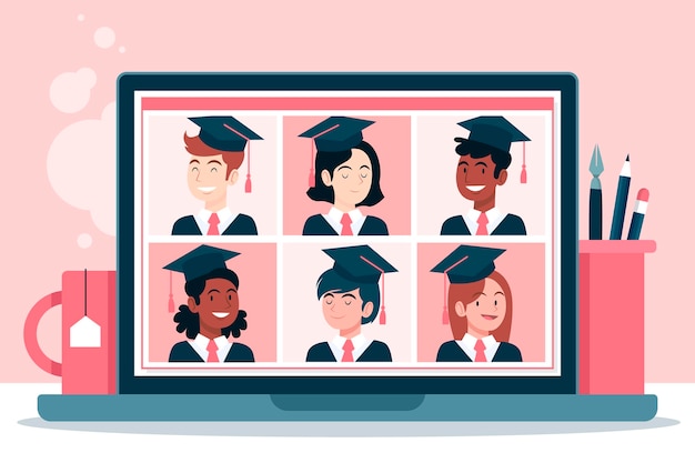 Download Virtual graduation ceremony concept | Free Vector