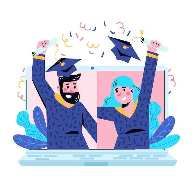 Download Virtual graduation ceremony concept | Free Vector