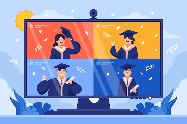 Download Virtual graduation ceremony concept | Free Vector