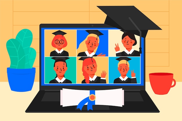 Download Virtual graduation ceremony concept | Free Vector