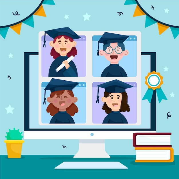 Download Virtual graduation ceremony concept | Free Vector