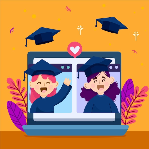 Download Virtual graduation ceremony concept | Free Vector