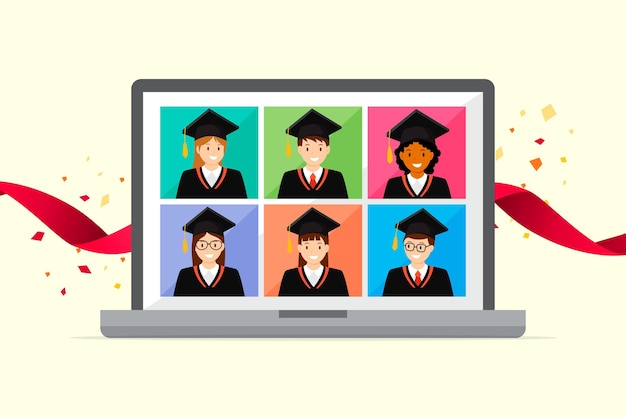 Download Virtual graduation ceremony concept | Free Vector