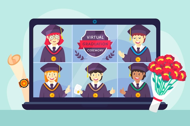 Download Virtual graduation ceremony concept | Free Vector