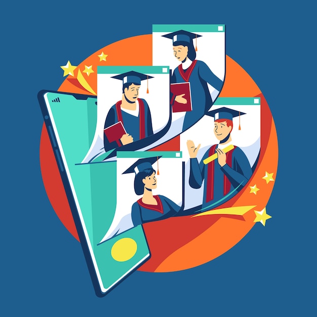 Download Virtual graduation ceremony concept | Free Vector