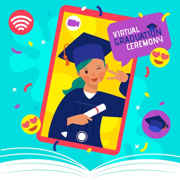 Download Virtual graduation ceremony concept | Free Vector