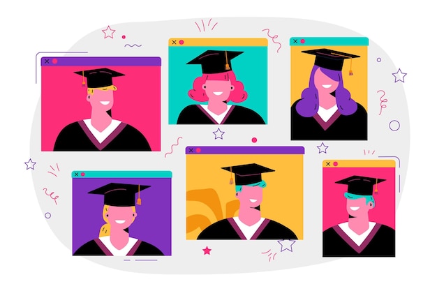 Download Virtual graduation ceremony concept | Free Vector