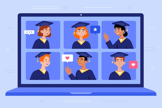 Download Virtual graduation ceremony concept | Free Vector