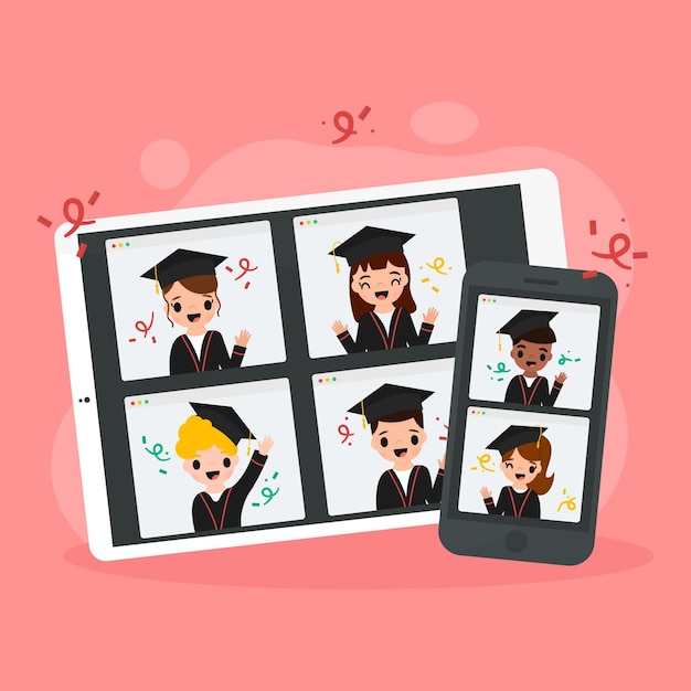 Download Virtual graduation ceremony illustrated i | Free Vector