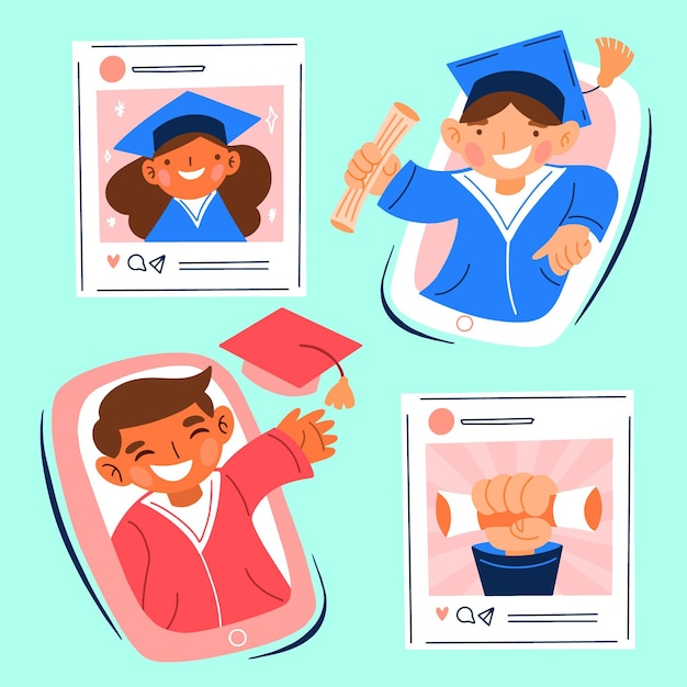 Download Virtual graduation ceremony illustration with students ...