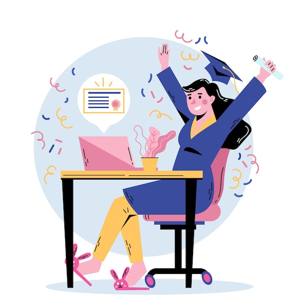 Download Virtual graduation ceremony | Free Vector