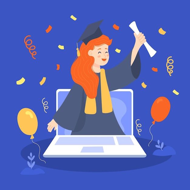 Download Virtual graduation ceremony | Free Vector