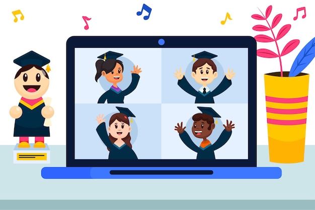 Virtual graduation ceremony | Free Vector