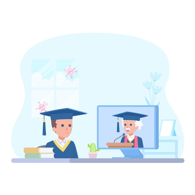 Download Virtual graduation ceremony | Free Vector