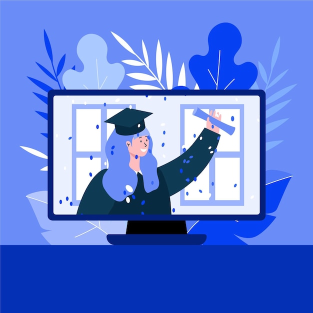 Download Virtual graduation ceremony | Free Vector