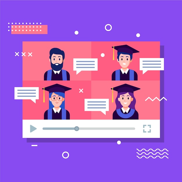 Download Virtual graduation ceremony | Free Vector