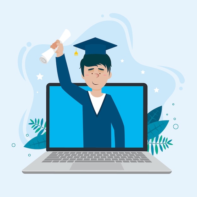 Download Virtual graduation ceremony | Free Vector