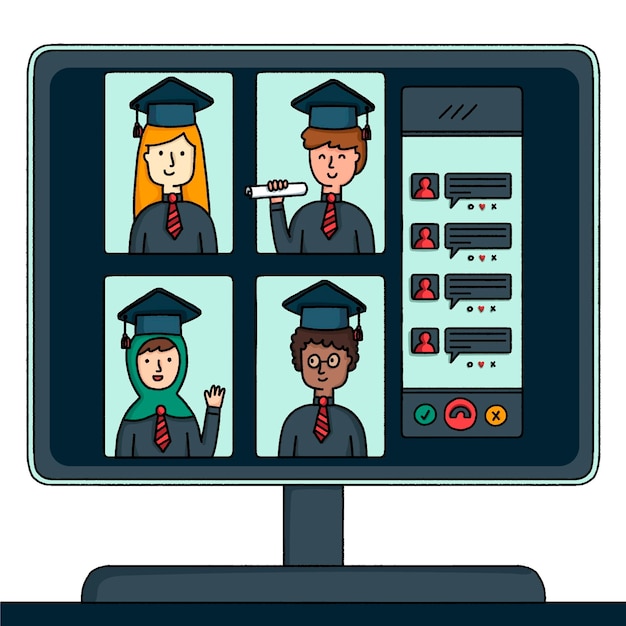 Download Virtual graduation ceremony | Free Vector