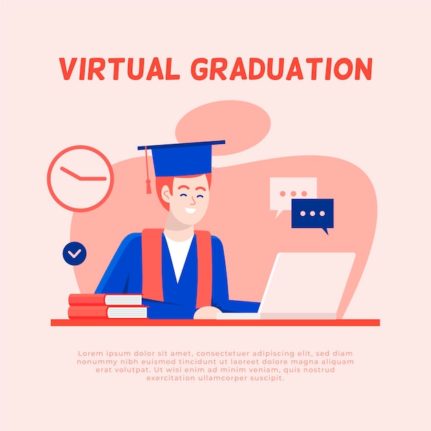 Download Virtual graduation ceremony | Free Vector