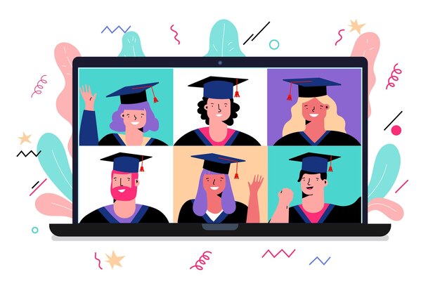 Download Virtual graduation ceremony | Free Vector